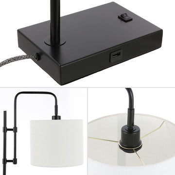 Edris 24.75" Industrial Designer Metal LED Task Lamp with USB Charging Port - JONATHAN Y